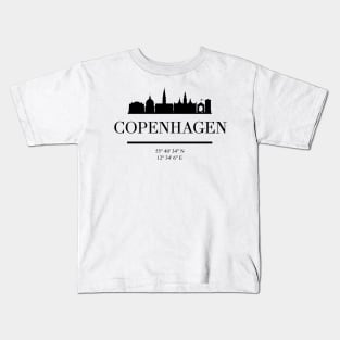 COPENHAGEN DENMARK BLACK SILHOUETTE SKYLINE ART Kids T-Shirt